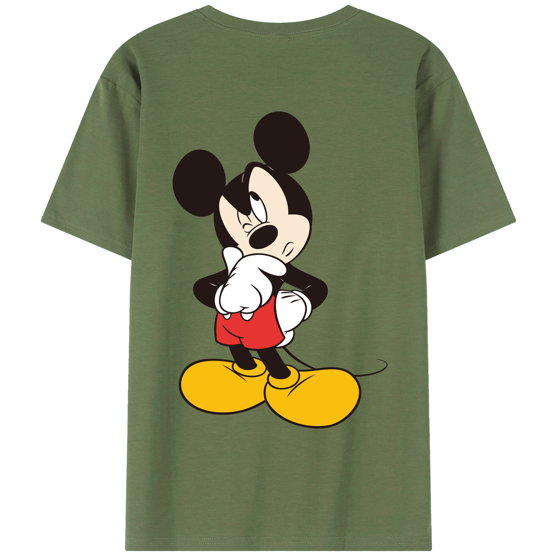 ミッキーマウス Mickey Mouse 綿100％ メンズ半袖Tシャツ（バックプリント） 通気性